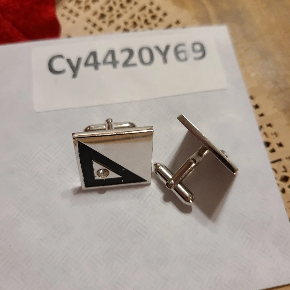 Antique Silver and Black Geometric Cufflinks